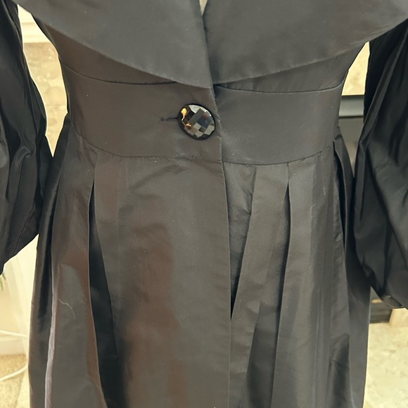 Donna Ricco Black Long Exaggerated Sleeve Silk Coat/ Dress - Picture 5 of 15